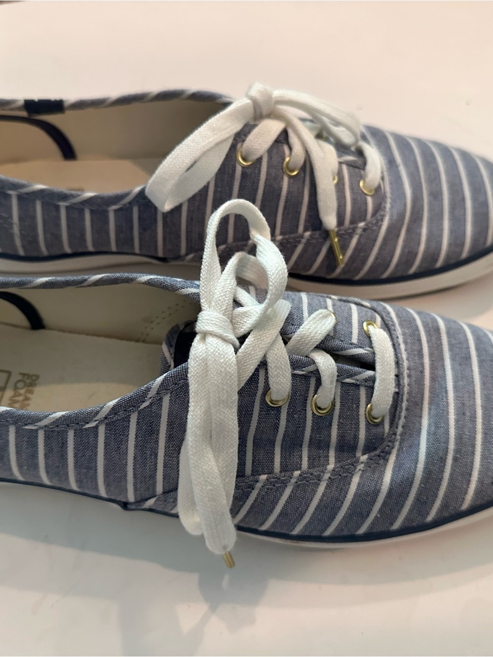 Keds Striped Canvas Lace-Up Sneakers - Navy & White